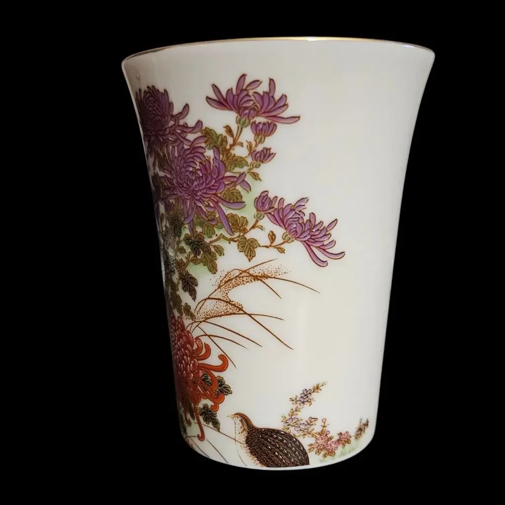 Shibata Japan Chrysanthemum Bird Bathroom Set Tumbler Soap Dish Holder
